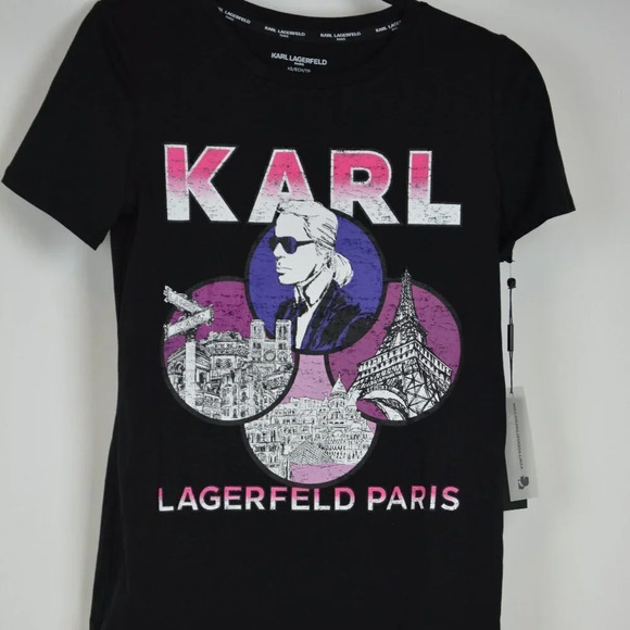 KARL LAGERFELD PARIS Tops - NWT KARL LAGERFELD PARIS TOP SIZE XS BLACK MULTICOLOR BLACK